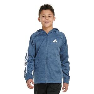 adidas Game & Go Hooded Jacket Youth Medium 10/12 Blue Full Zip Hoodie NWT